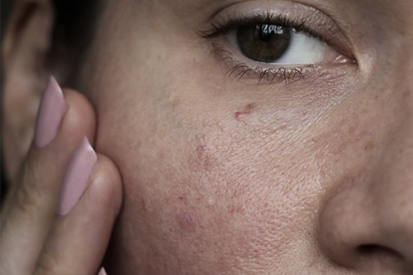 woman with inflammed skin
